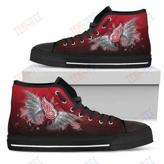 Mens Womens Detroit Red Wings High Top Shoes Angel Wings Printable | Favorety