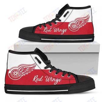 Mens Womens Detroit Red Wings High Top Shoes Divided Colours Stunning | Favorety