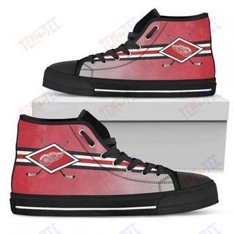 Mens Womens Detroit Red Wings High Top Shoes Double Stick Check Shoes | Favorety