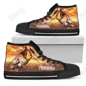 Mens Womens Fairy Tail Flag Natsu Sneakers High Top Shoes For Anime Fan | Favorety