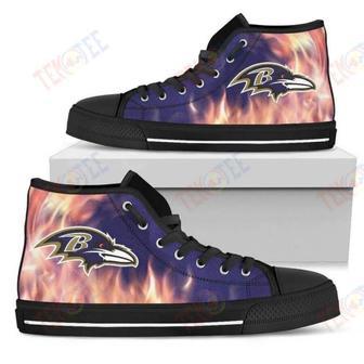 Mens Womens Fighting Like Fire Baltimore Ravens High Top Shoes | Favorety AU