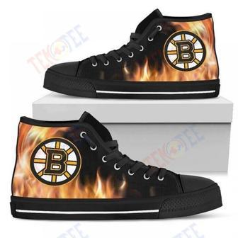 Mens Womens Fighting Like Fire Boston Bruins High Top Shoes | Favorety CA