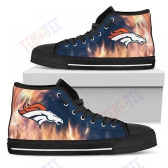 Mens Womens Fighting Like Fire Denver Broncos High Top Shoes | Favorety AU