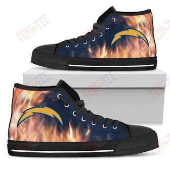 Mens Womens Fighting Like Fire Los Angeles Chargers High Top Shoes | Favorety AU