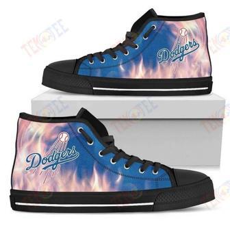 Mens Womens Fighting Like Fire Los Angeles Dodgers High Top Shoes | Favorety AU