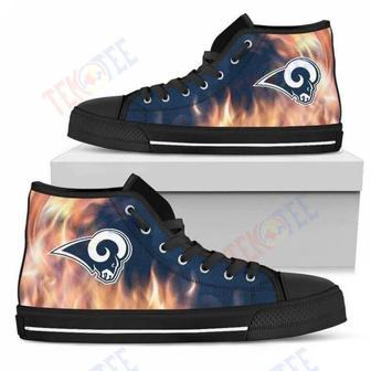 Mens Womens Fighting Like Fire Los Angeles Rams High Top Shoes | Favorety AU