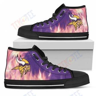 Mens Womens Fighting Like Fire Minnesota Vikings High Top Shoes | Favorety