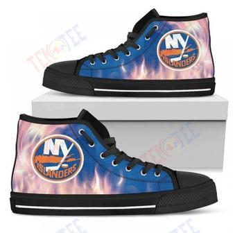 Mens Womens Fighting Like Fire New York Islanders High Top Shoes | Favorety