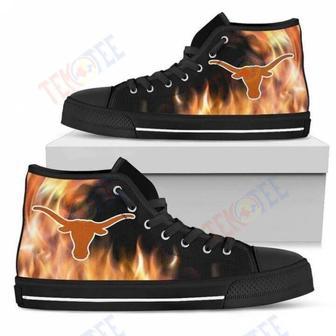 Mens Womens Fighting Like Fire Texas Longhorns High Top Shoes | Favorety CA