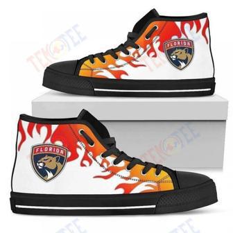 Mens Womens Fire Burning Fierce Strong Logo Florida Panthers High Top Shoes | Favorety UK