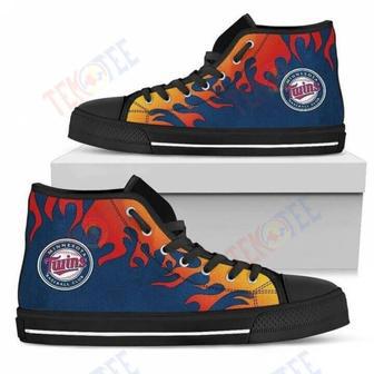 Mens Womens Fire Burning Fierce Strong Logo Minnesota Twins High Top Shoes | Favorety UK