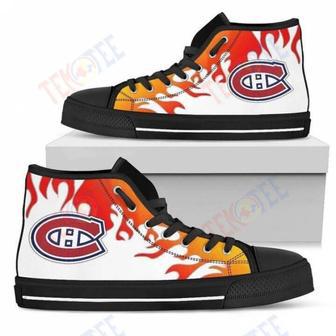 Mens Womens Fire Burning Fierce Strong Logo Montreal Canadiens High Top Shoes | Favorety UK