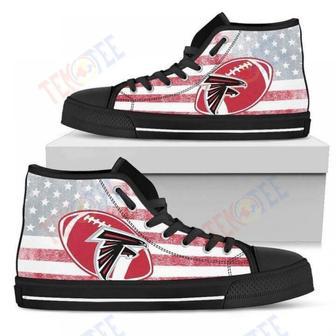 Mens Womens Flag Rugby Atlanta Falcons High Top Shoes | Favorety DE