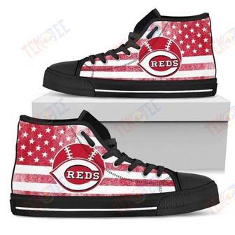 Mens Womens Flag Rugby Cincinnati Reds High Top Shoes | Favorety