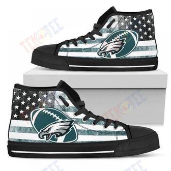 Mens Womens Flag Rugby Philadelphia Eagles High Top Shoes | Favorety CA