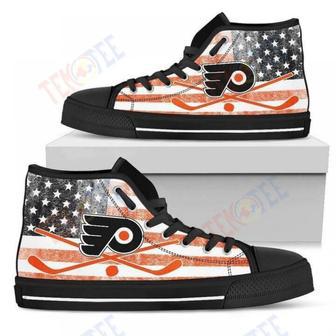 Mens Womens Flag Rugby Philadelphia Flyers High Top Shoes | Favorety AU