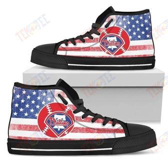 Mens Womens Flag Rugby Philadelphia Phillies High Top Shoes | Favorety AU