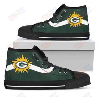 Mens Womens Green Bay Packers High Top Shoes Simple Van Sun Flameshoes | Favorety CA