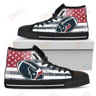 Mens Womens Houston Texans High Top Shoes Flag Rugbytop Quality | Favorety CA