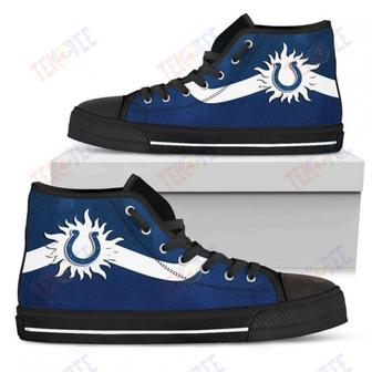 Mens Womens Indianapolis Colts High Top Shoes Simple Van Sun Flameshoes | Favorety