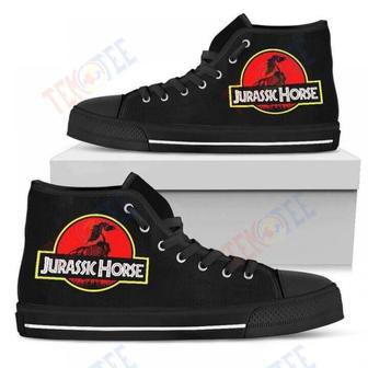 Mens Womens Jurassic Park Mashup Equestrian Horse Lover High Top Shoes | Favorety UK