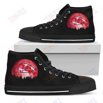 Mens Womens Kansas City Chiefs High Top Shoes Halloween Orange Moon | Favorety DE