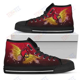 Mens Womens Louisville Cardinals High Top Shoes Angel Wings Printable | Favorety