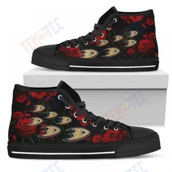 Mens Womens Lovely Rose Thorn Incredible Anaheim Ducks High Top Shoes | Favorety