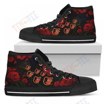 Mens Womens Lovely Rose Thorn Incredible Baltimore Orioles High Top Shoes | Favorety