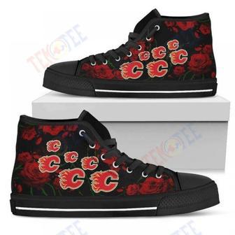 Mens Womens Lovely Rose Thorn Incredible Calgary Flames High Top Shoes | Favorety AU