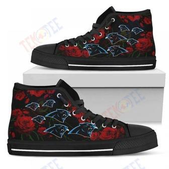 Mens Womens Lovely Rose Thorn Incredible Carolina Panthers High Top Shoes | Favorety