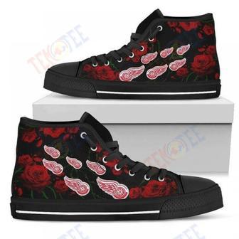 Mens Womens Lovely Rose Thorn Incredible Detroit Red Wings High Top Shoes | Favorety