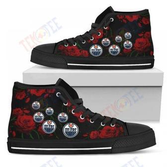 Mens Womens Lovely Rose Thorn Incredible Edmonton Oilers High Top Shoes | Favorety AU