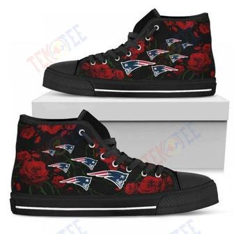 Mens Womens Lovely Rose Thorn Incredible New England Patriots High Top Shoes | Favorety CA