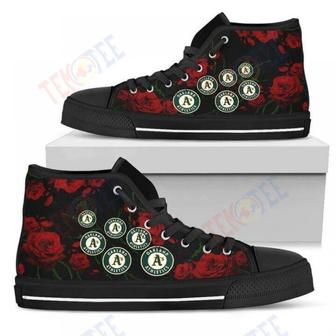Mens Womens Lovely Rose Thorn Incredible Oakland Athletics High Top Shoes | Favorety
