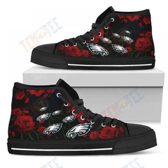 Mens Womens Lovely Rose Thorn Incredible Philadelphia Eagles High Top Shoes | Favorety