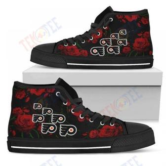 Mens Womens Lovely Rose Thorn Incredible Philadelphia Flyers High Top Shoes | Favorety