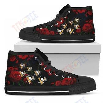 Mens Womens Lovely Rose Thorn Incredible Pittsburgh Penguins High Top Shoes | Favorety