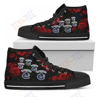 Mens Womens Lovely Rose Thorn Incredible Vancouver Canucks High Top Shoes | Favorety