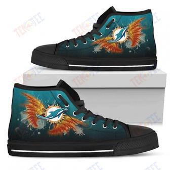 Mens Womens Miami Dolphins High Top Shoes Angel Wingstop Quality | Favorety UK