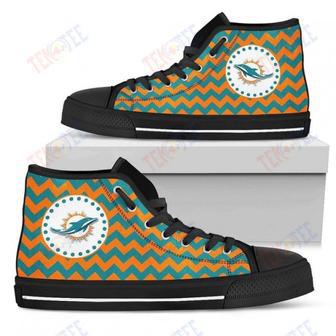 Mens Womens Miami Dolphins High Top Shoes Chevron Broncostop Quality | Favorety UK