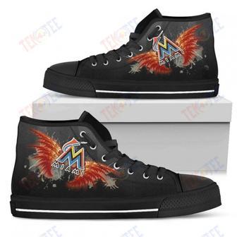 Mens Womens Miami Marlins High Top Shoes Angel Wings Printable | Favorety CA