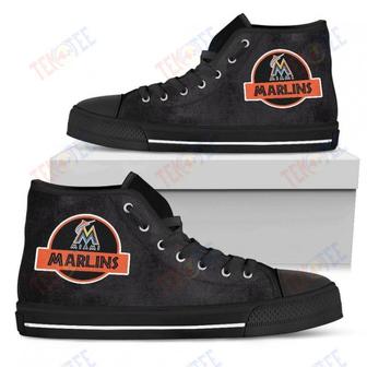Mens Womens Miami Marlins High Top Shoes Jurassic Parktop Quality | Favorety