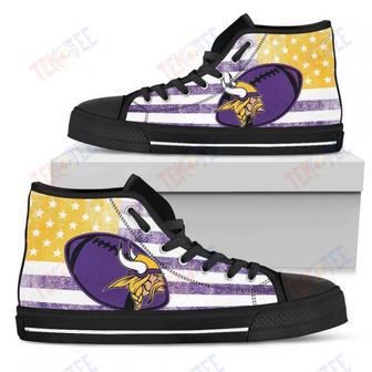 Mens Womens Minnesota Vikings High Top Shoes Flag Rugbytop Quality | Favorety