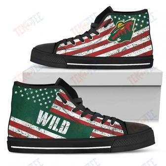 Mens Womens Minnesota Wild High Top Shoes America Flag Italic Vintage | Favorety