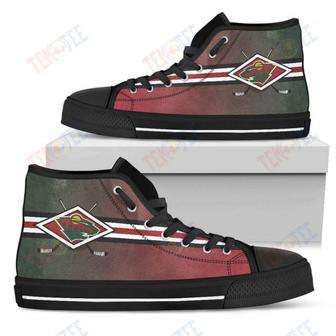 Mens Womens Minnesota Wild High Top Shoes Double Stick Check Shoes | Favorety