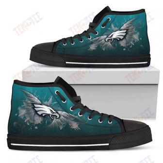 Mens Womens Philadelphia Eagles High Top Shoes Angel Wings Printable | Favorety