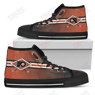 Mens Womens Philadelphia Flyers High Top Shoes Double Stick Check Shoes | Favorety