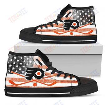 Mens Womens Philadelphia Flyers High Top Shoes Flag Rugbytop Quality | Favorety CA