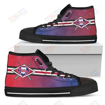 Mens Womens Philadelphia Phillies High Top Shoes Double Stick Check Shoes | Favorety